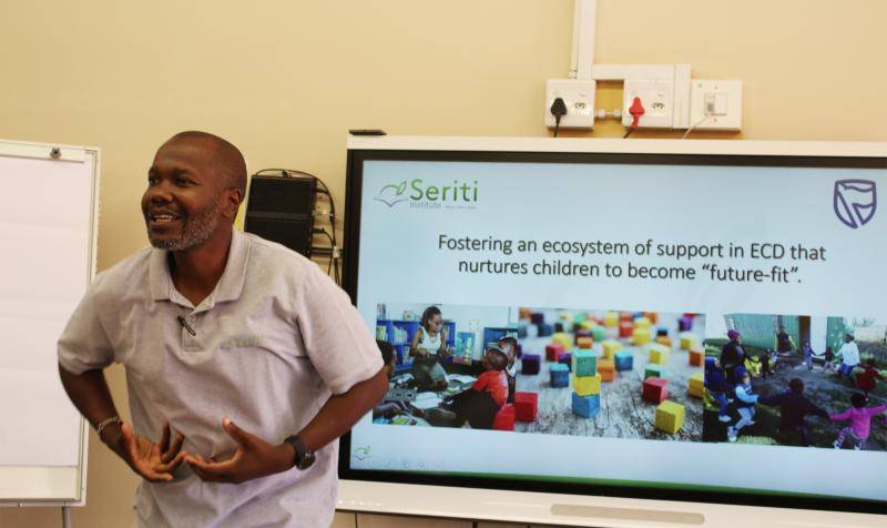 Simon Leshoai Programme Manager at Seriti Institute speaking to ECD practitioners in Soshanguve Simon Leshoai Programme Manager at Seriti Institute speaking to ECD practitioners in Soshanguve